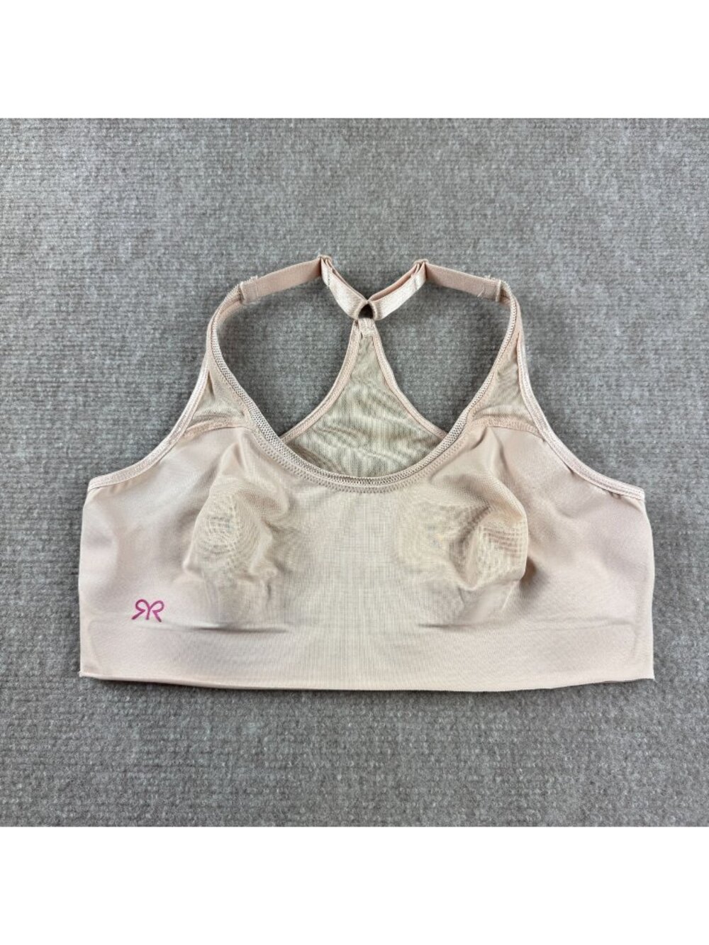 Ruby Ribbon Heritage Sheer Demiette Racerback Bra Beige Size 32 Wirefree Stretch